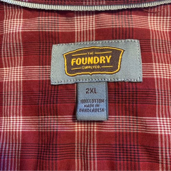 Foundry Shirt Mens XXL Red Plaid Short Sleeve Button Up Pockets - Picture 5 of 6